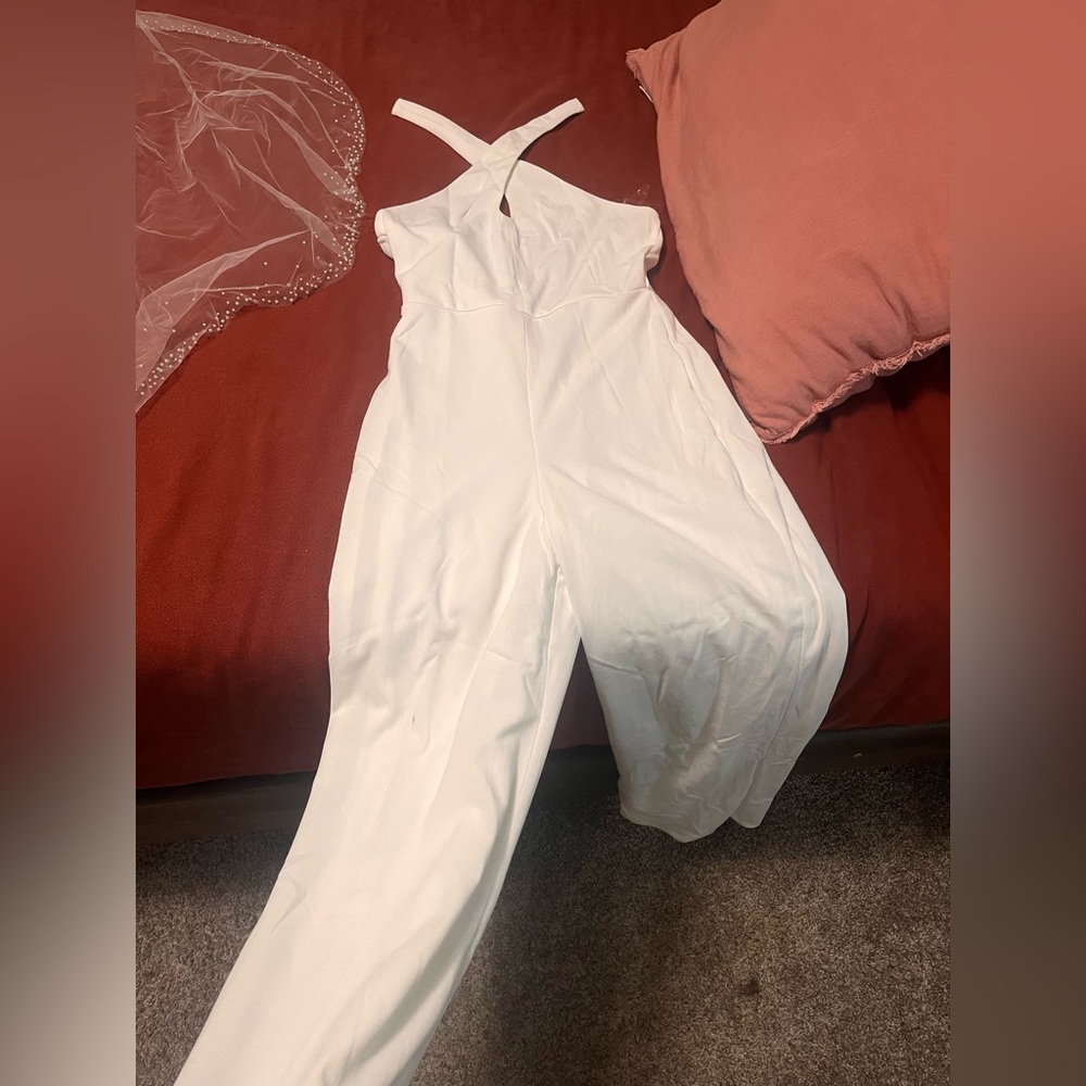 Crystal Sky White Halter Jumpsuit